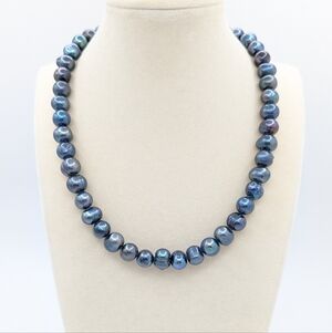 Blue Cultured Freshwater Pearl 18" Necklace 11-12mm Teng Yue